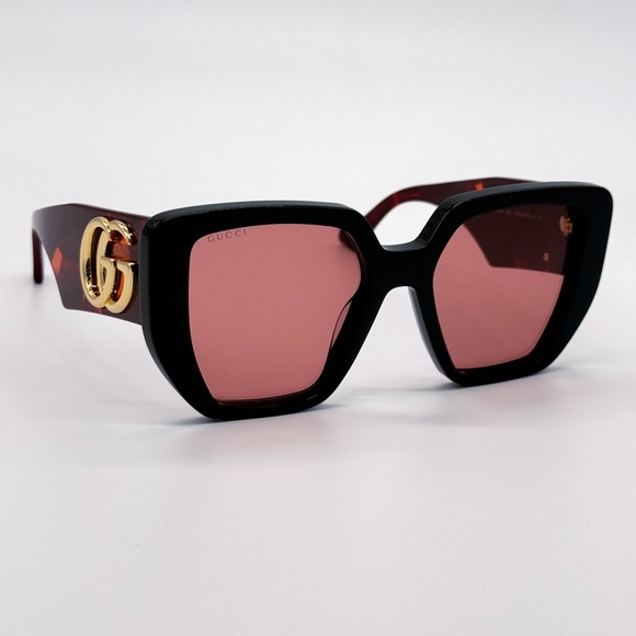 NEW GUCCI GG0956S 009 OVERSIZED BLACK ORANGE PINK WOMEN SUNGLASSES GUCCI - Picture 5 of 13